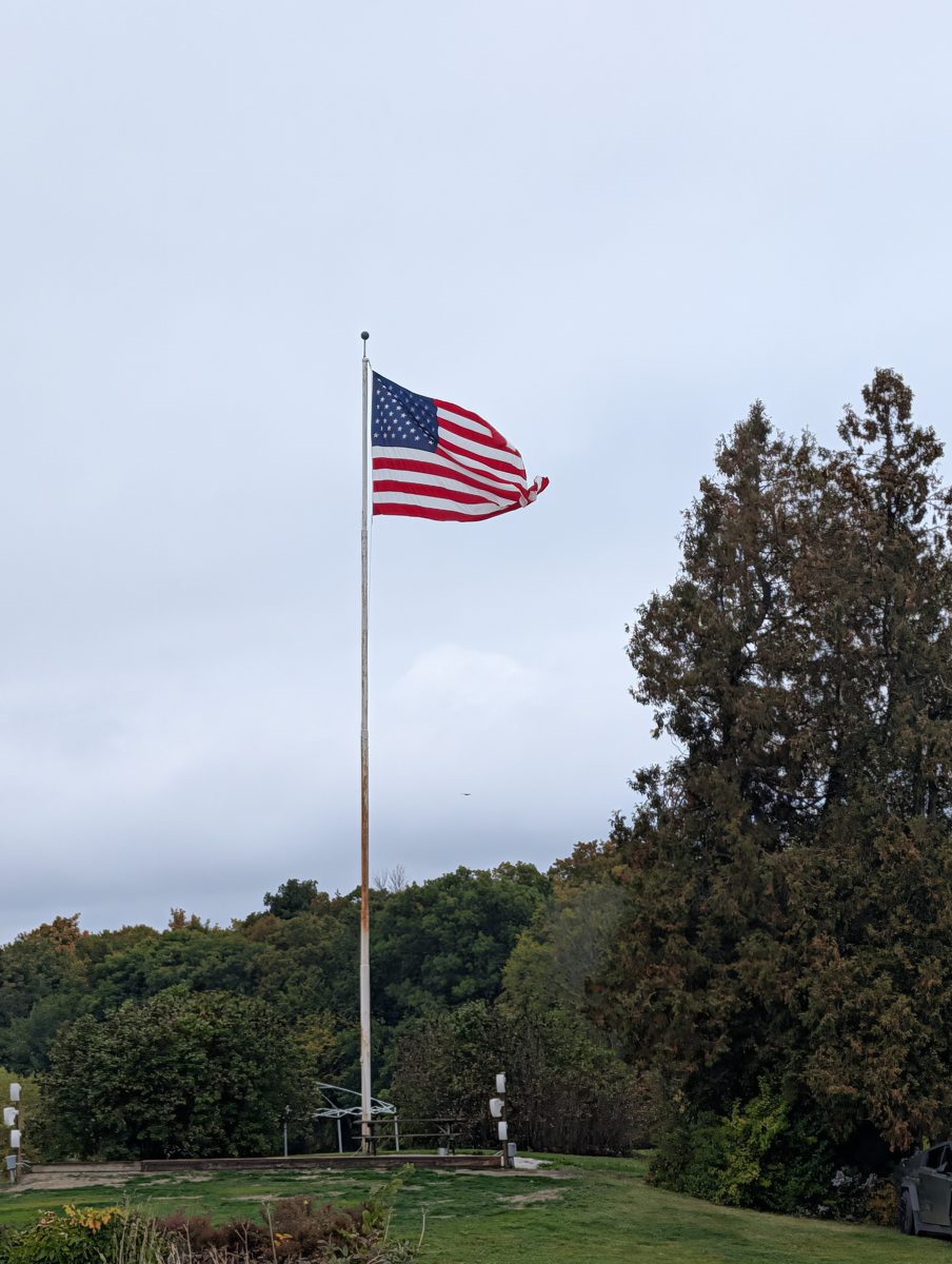American flag flying over the grounds